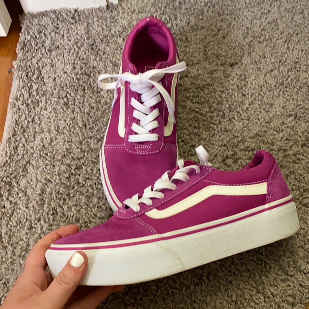 Hot pink platform Vans